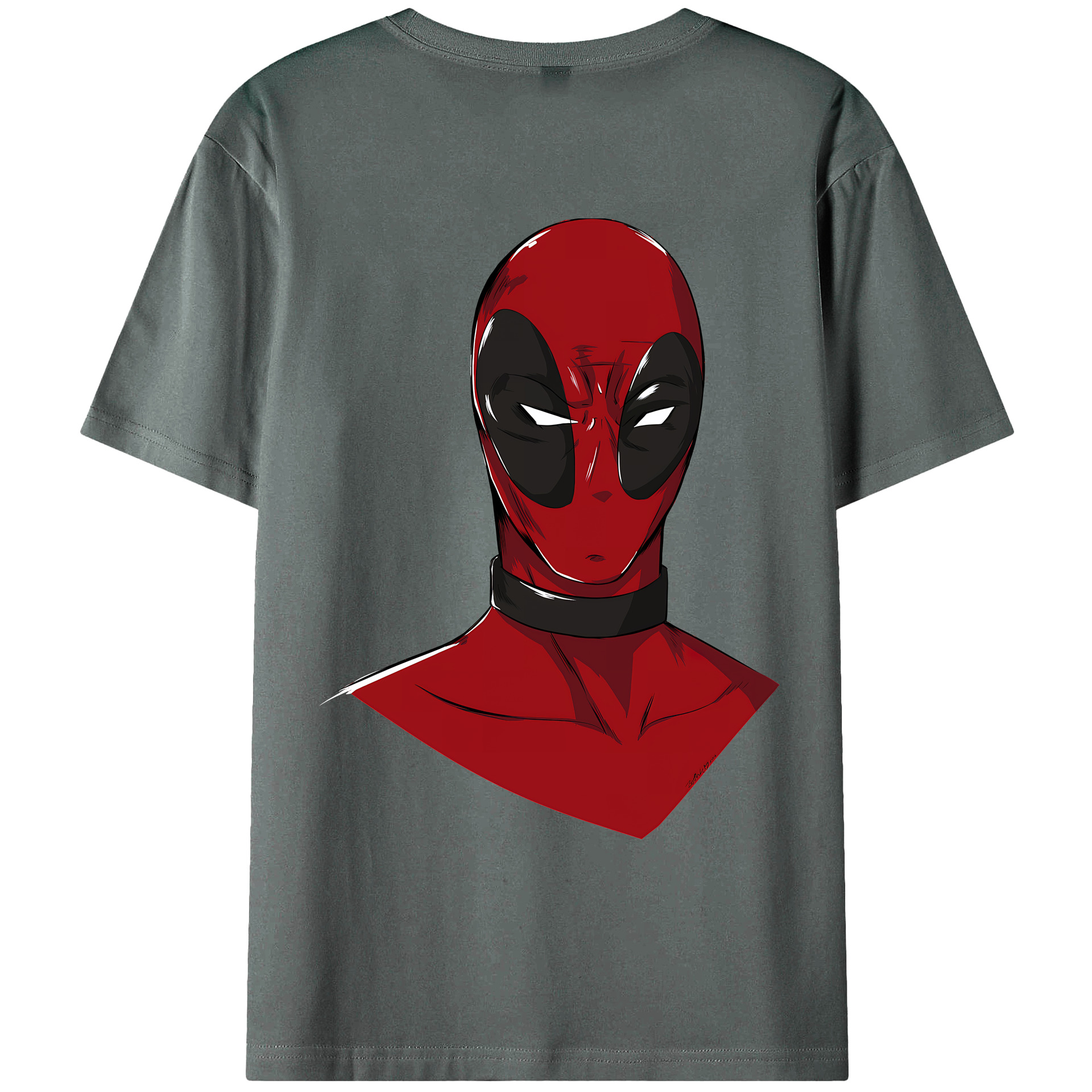 （画像用） Deadpool デッドプール 綿100％ メンズ半袖Tシャツ（バックプリント） 通気性